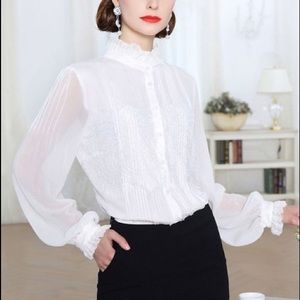SHIRRED DOLMAN FULL  SLEEVE SILK BLOUSE